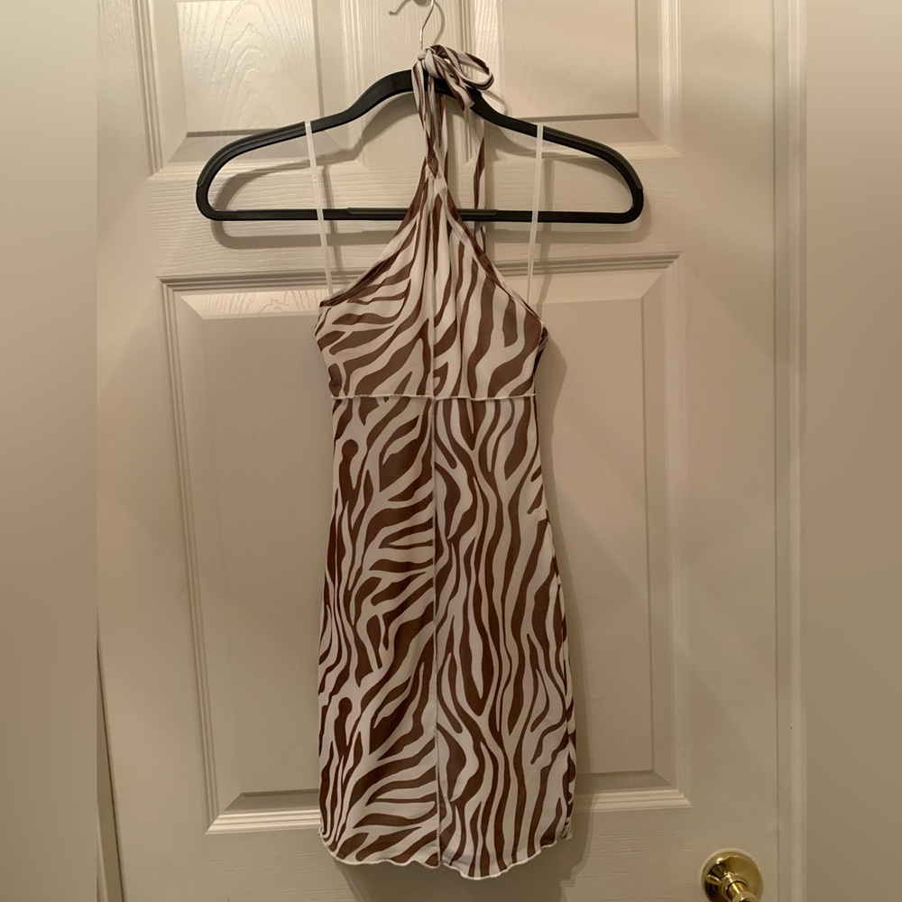 Halter top zebra print dress, princess Polly, worn once